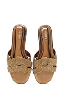 Women's Bronze Stone Slippers | Derimod Women's Bronze Stone Slippers | Derimod