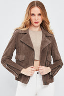 Amor Women's Brown Suede Leather Jacket | Derimod Amor Women's Brown Suede Leather Jacket | Derimod