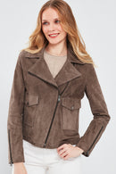 Amor Women's Brown Suede Leather Jacket | Derimod Amor Women's Brown Suede Leather Jacket | Derimod