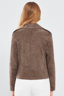 Amor Women's Brown Suede Leather Jacket | Derimod Amor Women's Brown Suede Leather Jacket | Derimod
