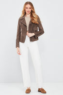 Amor Women's Brown Suede Leather Jacket | Derimod Amor Women's Brown Suede Leather Jacket | Derimod