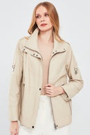 Luisa Women's Beige Oversize Leather Coat | Derimod Luisa Women's Beige Oversize Leather Coat | Derimod