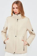 Luisa Women's Beige Oversize Leather Coat | Derimod Luisa Women's Beige Oversize Leather Coat | Derimod
