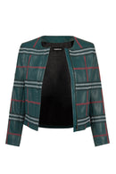 Sanremo Kadın Yeşil Desenli Deri Ceket | Derimod Sanremo Kadın Yeşil Desenli Deri Ceket | Derimod