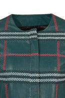 Sanremo Kadın Yeşil Desenli Deri Ceket | Derimod Sanremo Kadın Yeşil Desenli Deri Ceket | Derimod