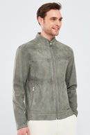 Rakitic Men's Green Double Sided Suede Leather Coat | Derimod Rakitic Men's Green Double Sided Suede Leather Coat | Derimod