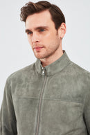 Rakitic Men's Green Double Sided Suede Leather Coat | Derimod Rakitic Men's Green Double Sided Suede Leather Coat | Derimod