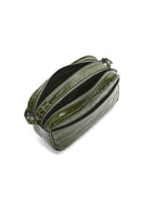 Women's Green Printed Mini Leather Crossbody Bag | Derimod Women's Green Printed Mini Leather Crossbody Bag | Derimod