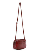 Women's Burgundy Printed Mini Leather Crossbody Bag | Derimod Women's Burgundy Printed Mini Leather Crossbody Bag | Derimod