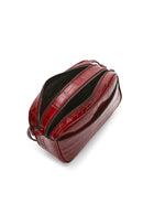 Women's Burgundy Printed Mini Leather Crossbody Bag | Derimod Women's Burgundy Printed Mini Leather Crossbody Bag | Derimod