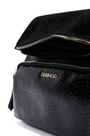 Women's Black Long Strap Printed Crossbody Bag | Derimod Women's Black Long Strap Printed Crossbody Bag | Derimod