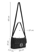 Kadın Siyah Örgü Desenli Uzun Askılı Omuz Çantası | Derimod Kadın Siyah Örgü Desenli Uzun Askılı Omuz Çantası | Derimod