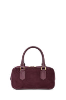 Women's Burgundy Long Strap Suede Leather Mini Handbag | Derimod Women's Burgundy Long Strap Suede Leather Mini Handbag | Derimod