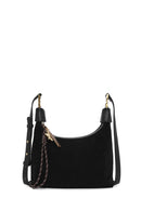 Kadın Siyah Uzun Askılı Süet Deri Mini Kol Çantası | Derimod Kadın Siyah Uzun Askılı Süet Deri Mini Kol Çantası | Derimod