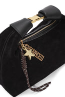 Women's Black Long Strap Suede Leather Mini Handbag | Derimod Women's Black Long Strap Suede Leather Mini Handbag | Derimod