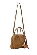 Women's Brown Long Strap Accessory Suede Leather Handbag | Derimod Women's Brown Long Strap Accessory Suede Leather Handbag | Derimod