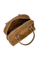 Women's Brown Long Strap Accessory Suede Leather Handbag | Derimod Women's Brown Long Strap Accessory Suede Leather Handbag | Derimod