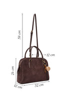 Women's Brown Long Strap Accessory Suede Leather Handbag | Derimod Women's Brown Long Strap Accessory Suede Leather Handbag | Derimod