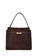 Kadın Kahverengi Uzun Askılı Süet Deri Klasik Omuz Çantası | Derimod Kadın Kahverengi Uzun Askılı Süet Deri Klasik Omuz Çantası | Derimod