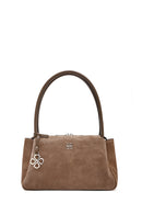 Women's Tan Suede Leather Shoulder Bag | Derimod Women's Tan Suede Leather Shoulder Bag | Derimod