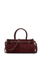 Women's Claret Red Long Strap Suede Leather Handbag | Derimod Women's Claret Red Long Strap Suede Leather Handbag | Derimod