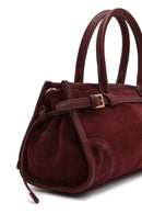 Women's Claret Red Long Strap Suede Leather Handbag | Derimod Women's Claret Red Long Strap Suede Leather Handbag | Derimod