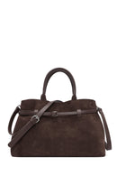 Kadın Kahverengi Uzun Askılı Süet Deri Klasik Kol Çantası | Derimod Kadın Kahverengi Uzun Askılı Süet Deri Klasik Kol Çantası | Derimod