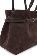 Kadın Kahverengi Uzun Askılı Süet Deri Klasik Kol Çantası | Derimod Kadın Kahverengi Uzun Askılı Süet Deri Klasik Kol Çantası | Derimod