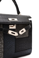 Kadın Siyah Uzun Askılı Kroko Kol Çantası | Derimod Kadın Siyah Uzun Askılı Kroko Kol Çantası | Derimod