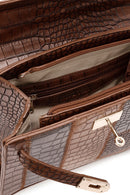 Kadın Taba Uzun Askılı Kroko Kol Çantası | Derimod Kadın Taba Uzun Askılı Kroko Kol Çantası | Derimod