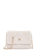 Women's Beige Chain Strap Plush Shoulder Bag | Derimod Women's Beige Chain Strap Plush Shoulder Bag | Derimod