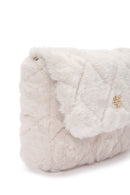 Women's Beige Chain Strap Plush Shoulder Bag | Derimod Women's Beige Chain Strap Plush Shoulder Bag | Derimod