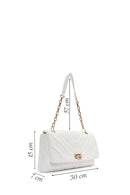 Women's White Chain Strap Quilted Shoulder Bag | Derimod Women's White Chain Strap Quilted Shoulder Bag | Derimod