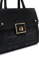 Women's Black Long Strap Patterned Crossbody Bag | Derimod Women's Black Long Strap Patterned Crossbody Bag | Derimod