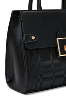 Women's Black Long Strap Patterned Crossbody Bag | Derimod Women's Black Long Strap Patterned Crossbody Bag | Derimod