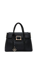 Women's Black Long Strap Knit Detailed Handbag | Derimod Women's Black Long Strap Knit Detailed Handbag | Derimod