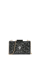 Women's Black Chain Strap Stone Mini Clutch Bag | Derimod Women's Black Chain Strap Stone Mini Clutch Bag | Derimod