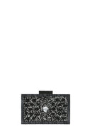 Women's Black Chain Strap Stone Mini Clutch Bag | Derimod Women's Black Chain Strap Stone Mini Clutch Bag | Derimod
