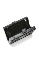 Women's Black Chain Strap Stone Mini Clutch Bag | Derimod Women's Black Chain Strap Stone Mini Clutch Bag | Derimod