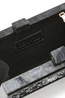 Women's Black Chain Strap Stone Mini Clutch Bag | Derimod Women's Black Chain Strap Stone Mini Clutch Bag | Derimod