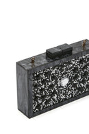 Women's Black Chain Strap Stone Mini Clutch Bag | Derimod Women's Black Chain Strap Stone Mini Clutch Bag | Derimod