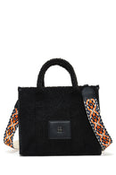 Kadın Siyah Uzun Askılı Peluş Kol Çantası | Derimod Kadın Siyah Uzun Askılı Peluş Kol Çantası | Derimod