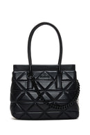 Women's Black Long Strap Quilted Shoulder Bag | Derimod Women's Black Long Strap Quilted Shoulder Bag | Derimod