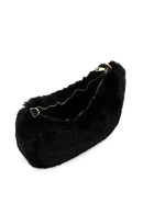 Kadın Siyah Uzun Askılı Peluş Omuz Çantası | Derimod Kadın Siyah Uzun Askılı Peluş Omuz Çantası | Derimod