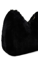 Kadın Siyah Uzun Askılı Peluş Omuz Çantası | Derimod Kadın Siyah Uzun Askılı Peluş Omuz Çantası | Derimod