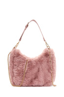 Women's Pink Long Strap Plush Shoulder Bag | Derimod Women's Pink Long Strap Plush Shoulder Bag | Derimod