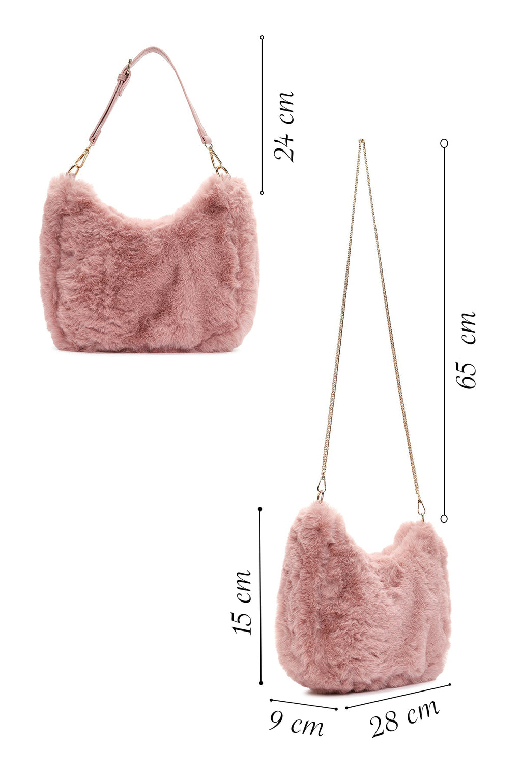 Kadın Pembe Uzun Askılı Peluş Omuz Çantası