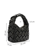 Kadın Siyah Örgülü Mini Kol Çantası | Derimod Kadın Siyah Örgülü Mini Kol Çantası | Derimod