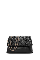 Women's Black Long Chain Strap Braided Crossbody Bag | Derimod Women's Black Long Chain Strap Braided Crossbody Bag | Derimod