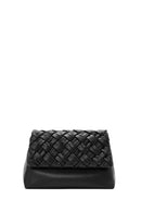 Women's Black Long Chain Strap Braided Crossbody Bag | Derimod Women's Black Long Chain Strap Braided Crossbody Bag | Derimod